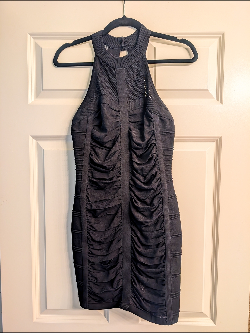 Forever 21 Black Ruched Halter Mini Dress